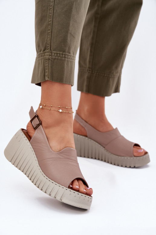 Dámske sandáleZapnutéturalnej Skóry Zapnuté INedge Artiker 54C0788 béžová