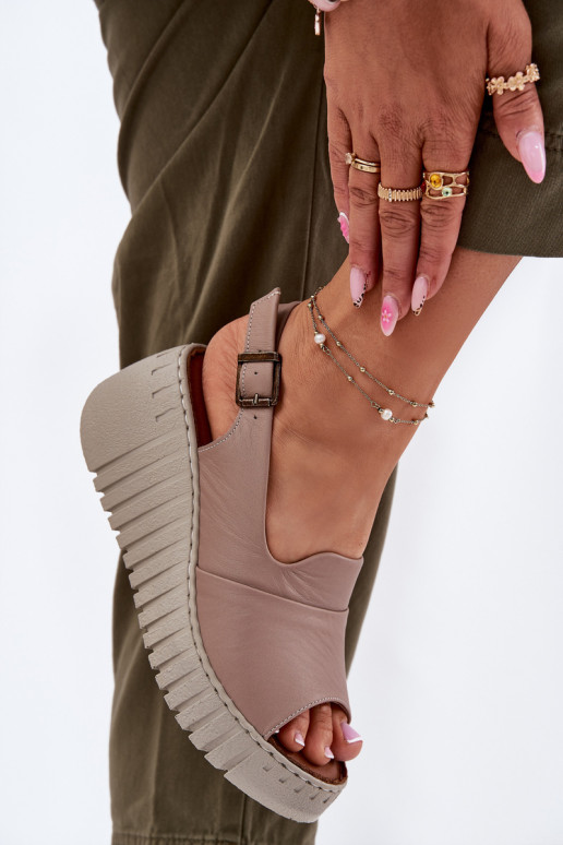 Dámske sandáleZapnutéturalnej Skóry Zapnuté INedge Artiker 54C0788 béžová