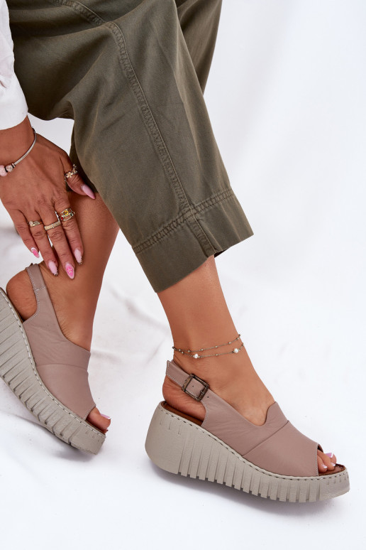 Dámske sandáleZapnutéturalnej Skóry Zapnuté INedge Artiker 54C0788 béžová