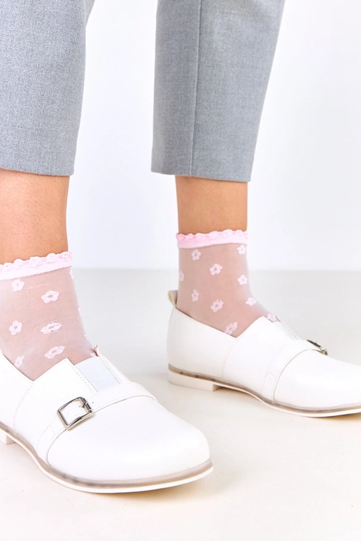 Biele dámske poltopánky s koženou...