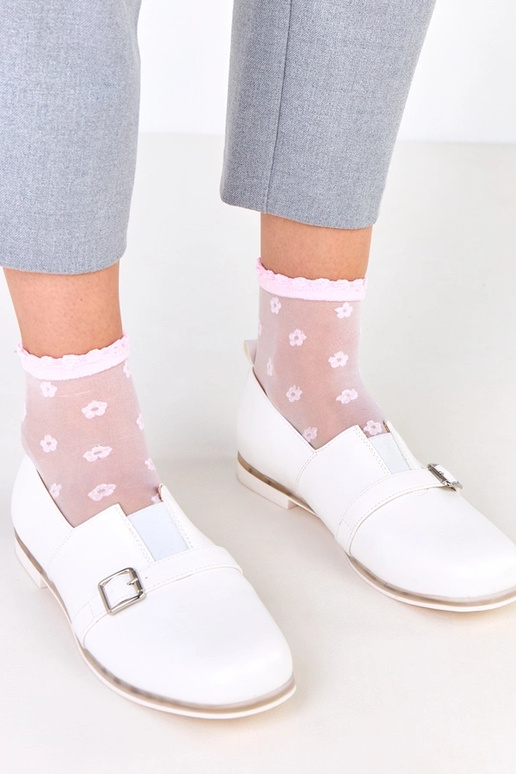 Biele dámske poltopánky s koženou...