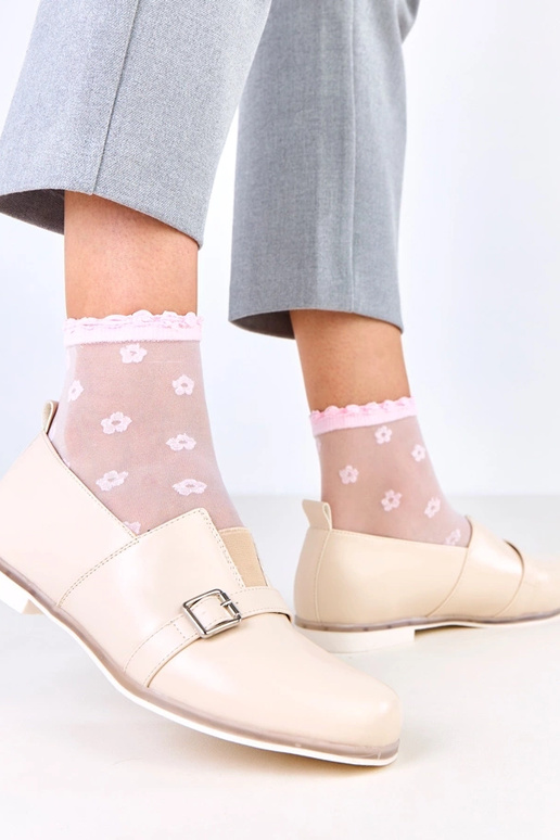 Pieskové dámske poltopánky s koženou...