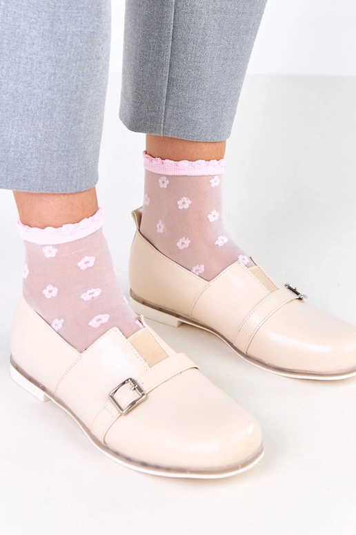 Pieskové dámske poltopánky s koženou...