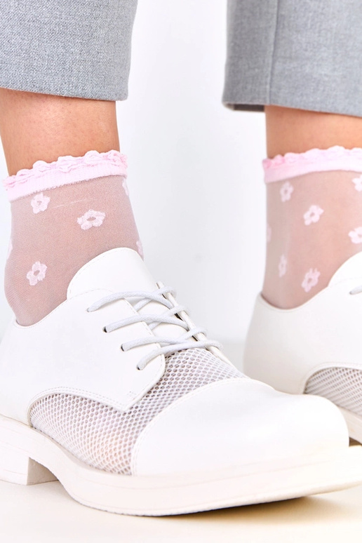 Biele dámske poltopánky s sieťovinou...