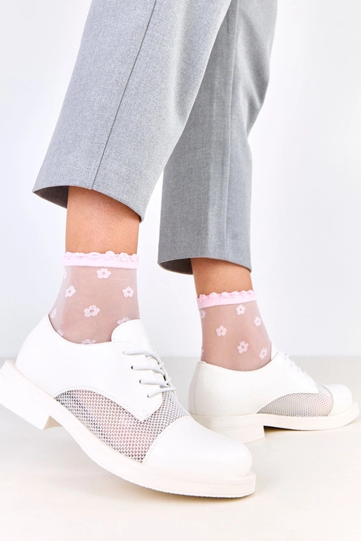 Biele dámske poltopánky s sieťovinou...