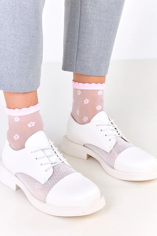 Biele dámske poltopánky s sieťovinou...