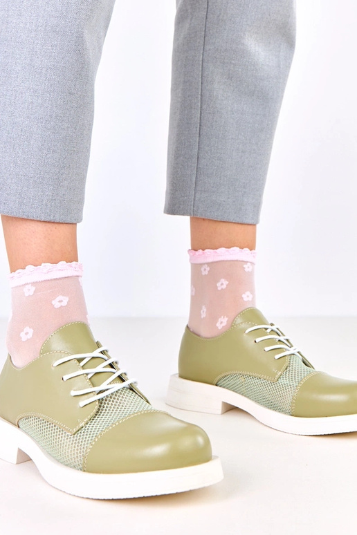 Zelené dámske poltopánky s sieťovinou...