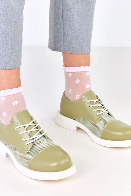 Zelené dámske poltopánky s sieťovinou...