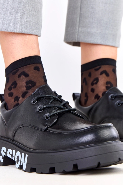 Čierne dámske poltopánky s vzorom na...