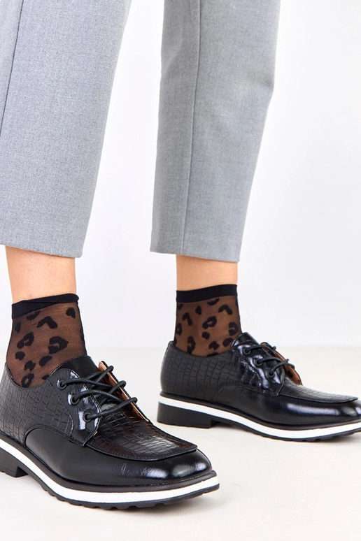 Čierne poltopánky s embosovaním a...