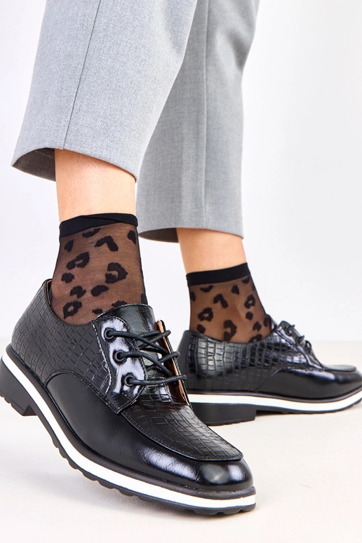 Čierne poltopánky s embosovaním a...