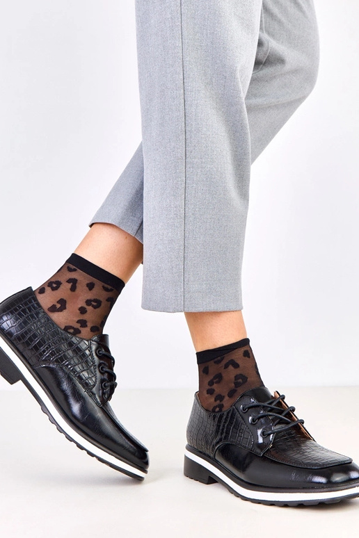 Čierne poltopánky s embosovaním a...