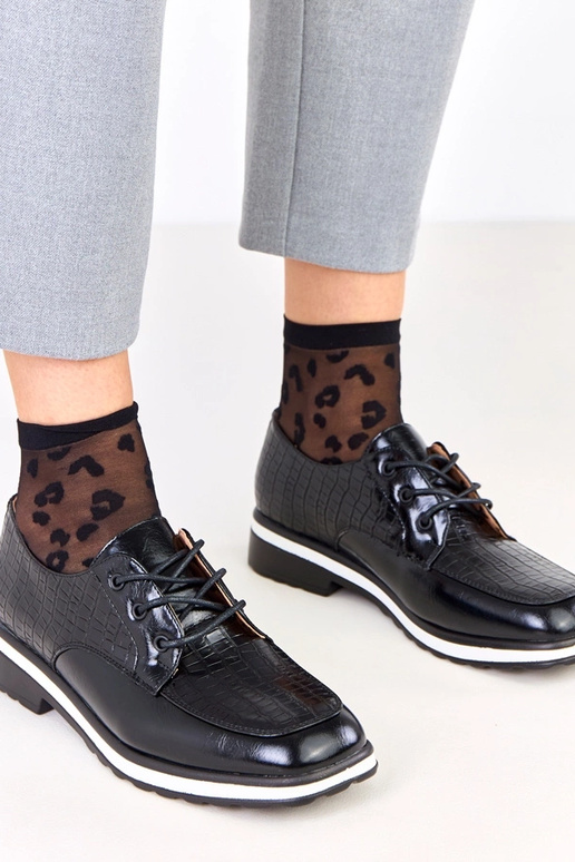 Čierne poltopánky s embosovaním a...