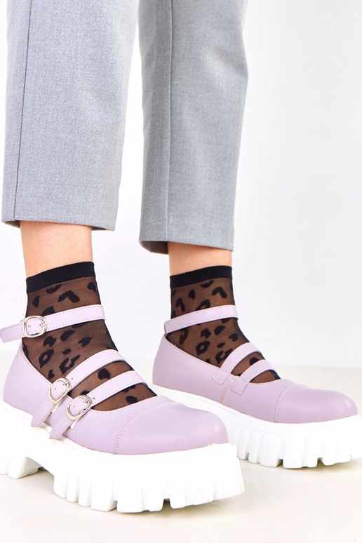 Fialové poltopánky na traktorskej...