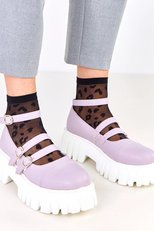 Fialové poltopánky na traktorskej...