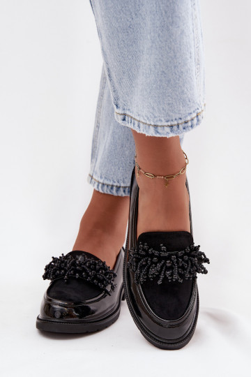 Dámske Mokasíny s lakovým efektom S.Barski HY52-369B čierna 2