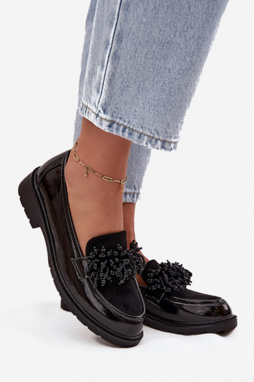 Dámske Mokasíny s lakovým efektom S.Barski HY52-369B čierna