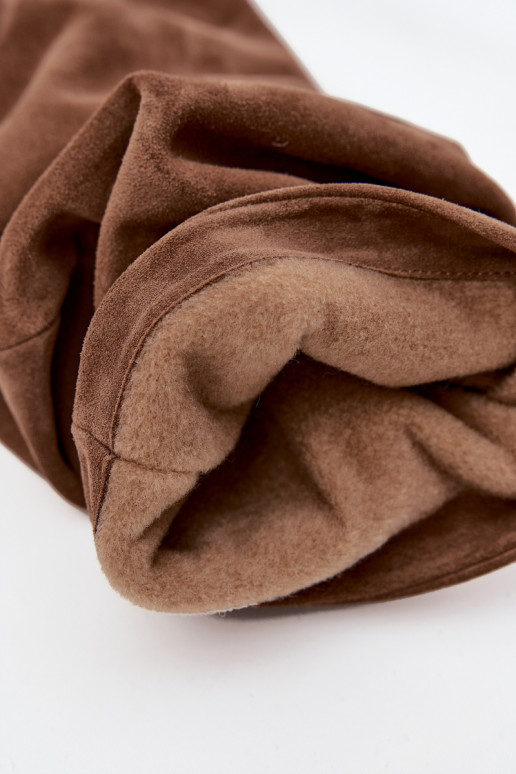 Pokrčené čižmyZapnutéturalnego zo semišuu s podpätkami zahriať sa Zazoo 4228 Hnedá farba