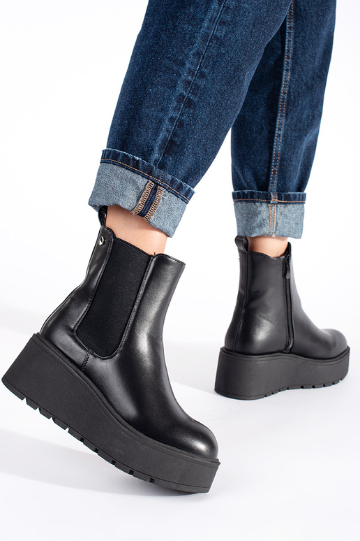 čierna Dámske čižmy na kline