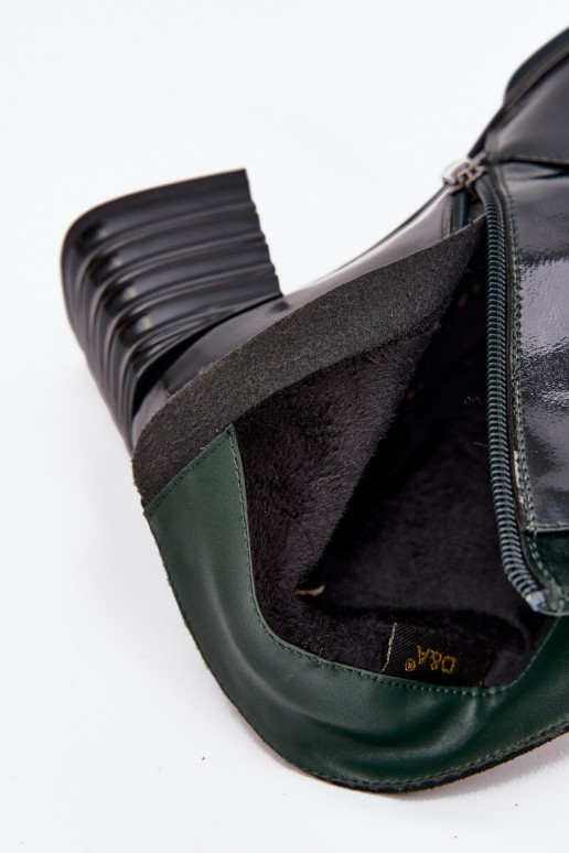 s lakovým efektom Dámske čižmyZapnutéturalnej Skóry s podpätkami D&ACR52-696 khaki farby