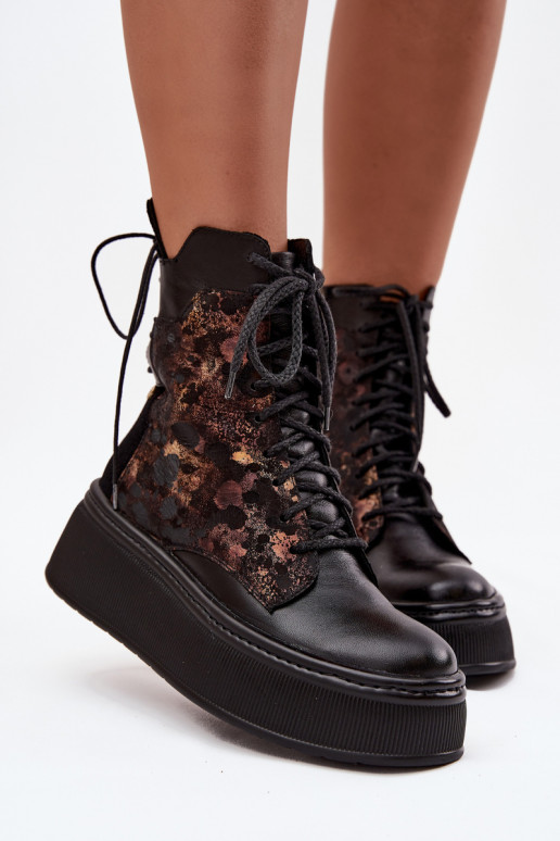 Kožené Čižmy s platformou Máciejka 07086-01 čierna Kožené Čižmy s platformou Máciejka 07086-01 čierna