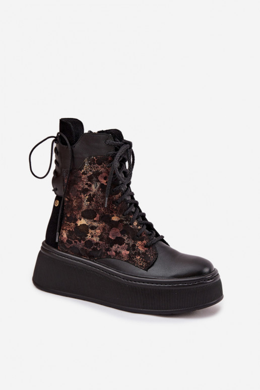 Kožené Čižmy s platformou Máciejka 07086-01 čierna Kožené Čižmy s platformou Máciejka 07086-01 čierna