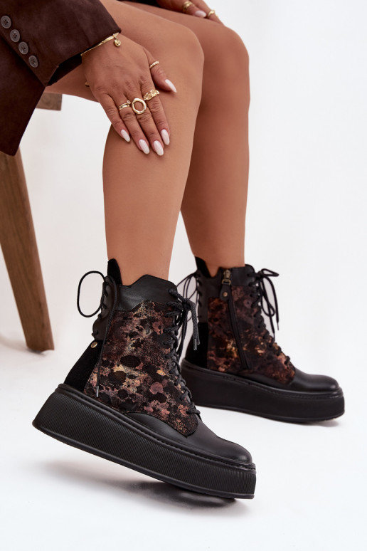 Kožené Čižmy s platformou Máciejka 07086-01 čierna Kožené Čižmy s platformou Máciejka 07086-01 čierna