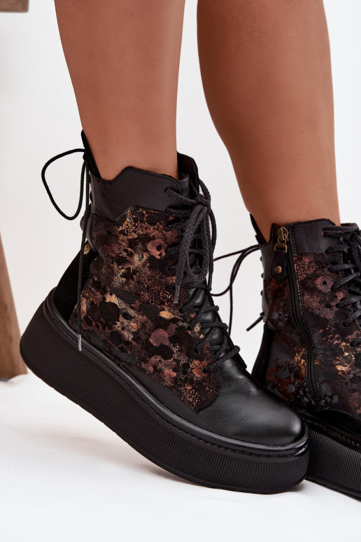 Kožené Čižmy s platformou Máciejka 07086-01 čierna Kožené Čižmy s platformou Máciejka 07086-01 čierna