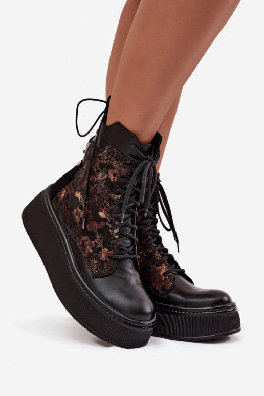 Kožené Čižmy s platformou Máciejka 07086-01 čierna Kožené Čižmy s platformou Máciejka 07086-01 čierna