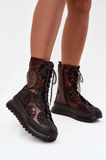 Kožené Čižmy s platformou zahriať sa Máciejka 06565-02 hnedá-zlatej farby 2