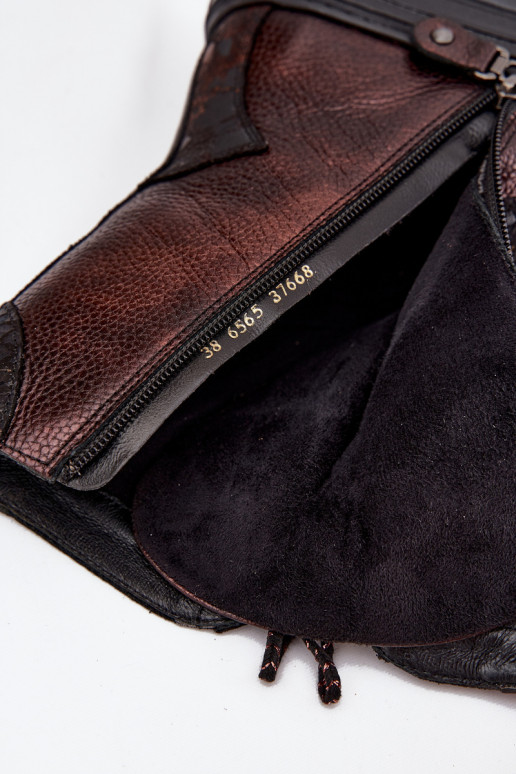 Kožené Čižmy s platformou zahriať sa Máciejka 06565-02 hnedá-zlatej farby