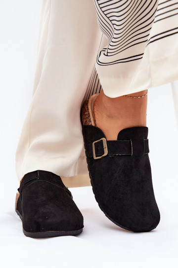 Papuče Dreváky Dámske i s platformou s prackami čierna Selio