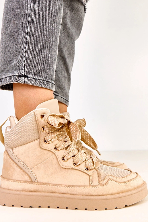 Pieskové vysoké športové topánky so...