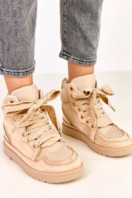 Pieskové vysoké športové topánky so...