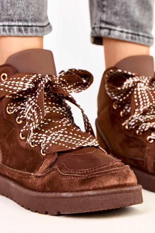 Hnedé vysoké športové topánky so...