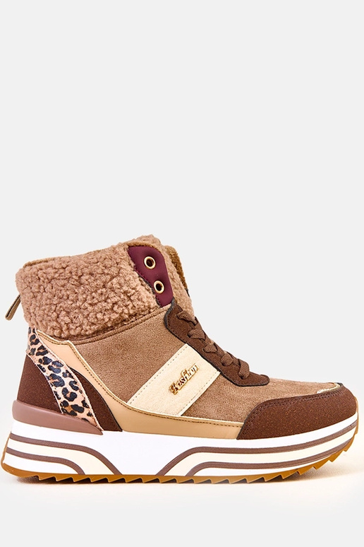 Hnedé vysoké teplé športové topánky s...