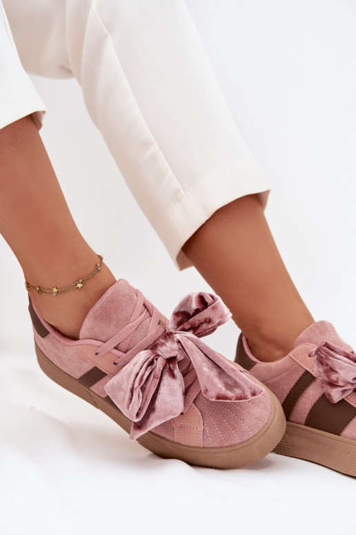 Dámske športové topánky s velúrovým uzlom, ružovej farby, Ashlyn Dámske športové topánky s velúrovým uzlom, ružovej farby, Ashlyn