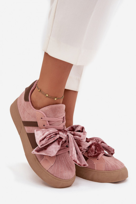 Dámske športové topánky s velúrovým uzlom, ružovej farby, Ashlyn Dámske športové topánky s velúrovým uzlom, ružovej farby, Ashlyn