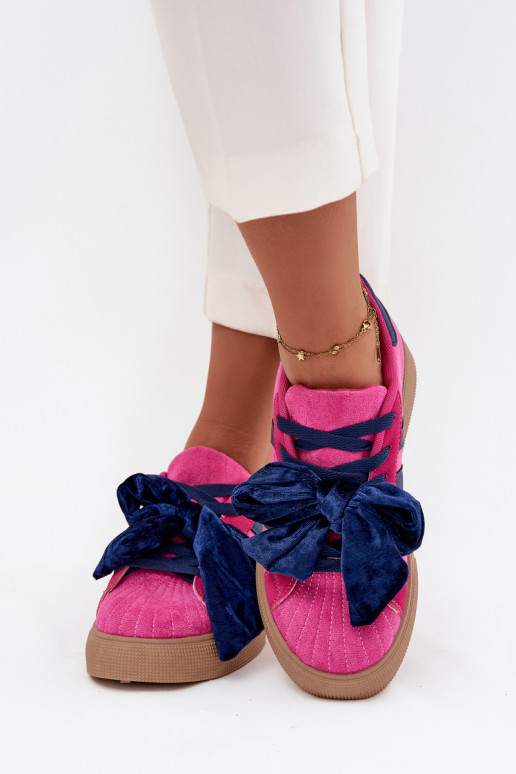 Dámske športové topánky s velúrovým uzlom, ružovej farby, Ashlyn Dámske športové topánky s velúrovým uzlom, ružovej farby, Ashlyn