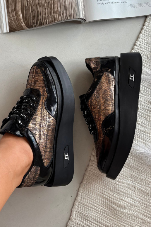 Kožené dámske šnurovacie topánky s platformou Artiker 57C2044, čierne