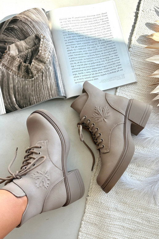 Dámske členkové čižmy z prírodnej kože s chlpatými detailmi, zateplené, Vinceza 39950 pieskové