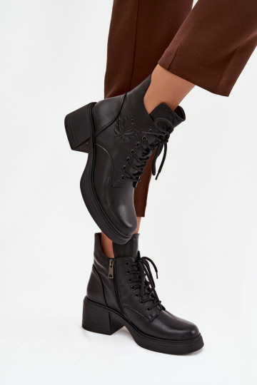 Dámske členkové čižmy z prírodnej kože s chlpatými detailmi, zateplené, Vinceza 39950 čierne