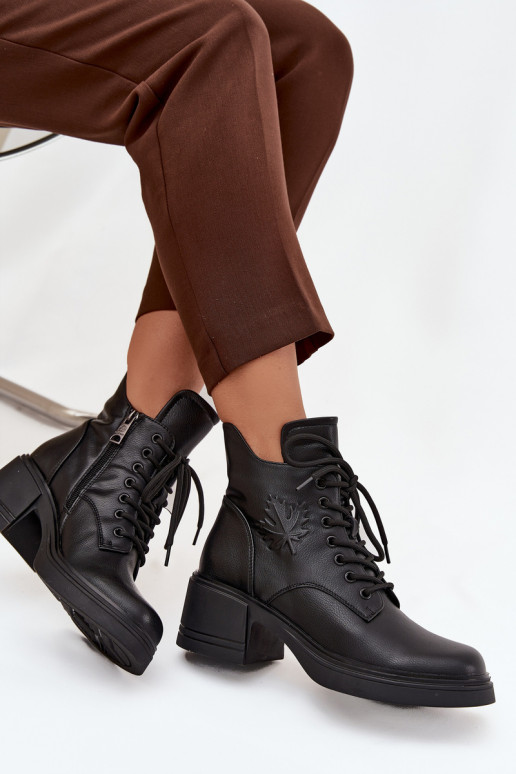 Dámske členkové čižmy z prírodnej kože s chlpatými detailmi, zateplené, Vinceza 39950 čierne