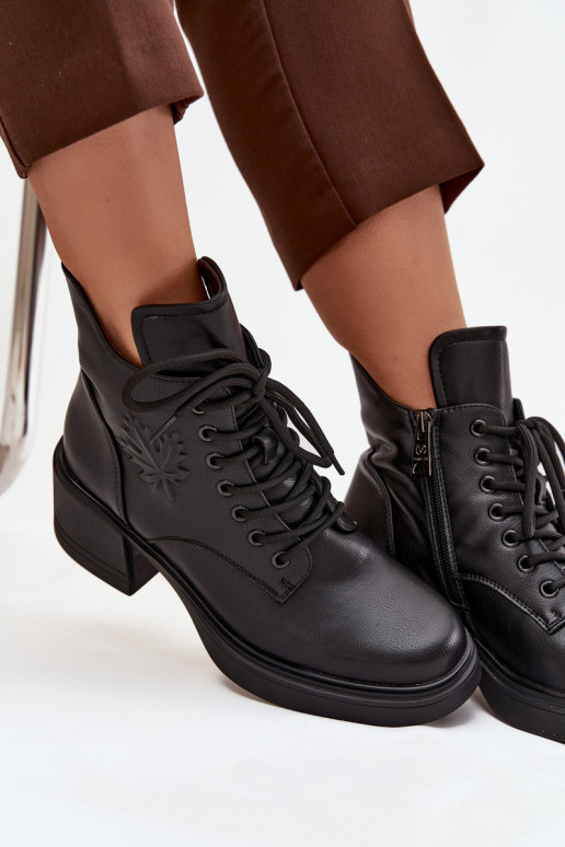 Dámske členkové čižmy z prírodnej kože s chlpatými detailmi, zateplené, Vinceza 39950 čierne