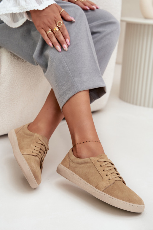 Voľnočasové prírodné semišové topánky typu "Barefoot" Zazoo 314 pieskové