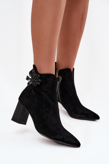 zo semišu Dámske čižmy s ozdobami D&A CR52-686 čierna 2