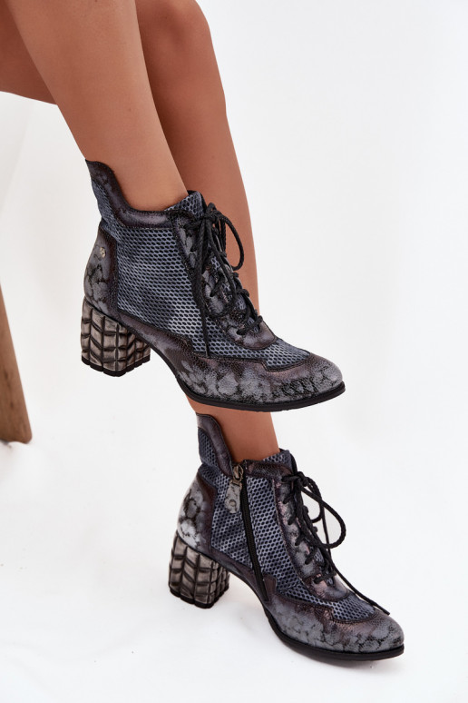 Kožené Dámske čižmy Máciejka 06989-03 sivá