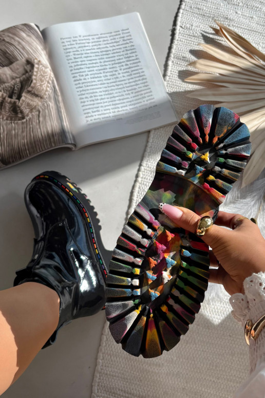 Kožené s lakovým efektom Dámske čižmy Artiker 57C0065 sivá