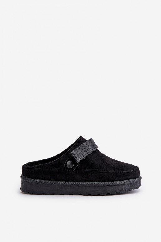 Dámske Papuče zahriať sa s kožušinou vo vnútri s platformou čierna Azida