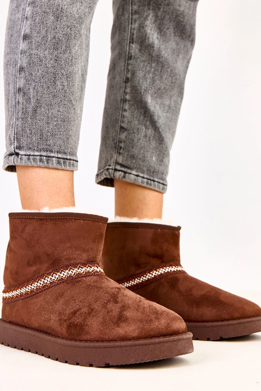 Hnedé nízke snehové topánky z umelého...